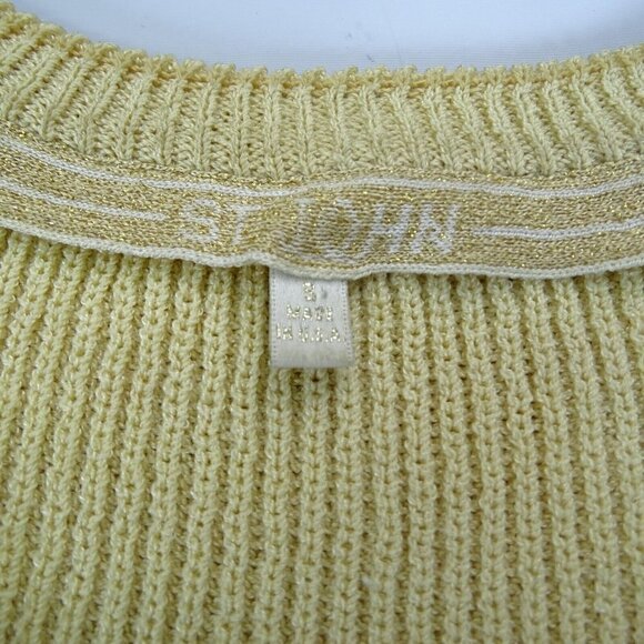 FLAWS** St John Santana Knit‎ V-Neck Sweater Women's Size Small Beige Pullover - Picture 5 of 9
